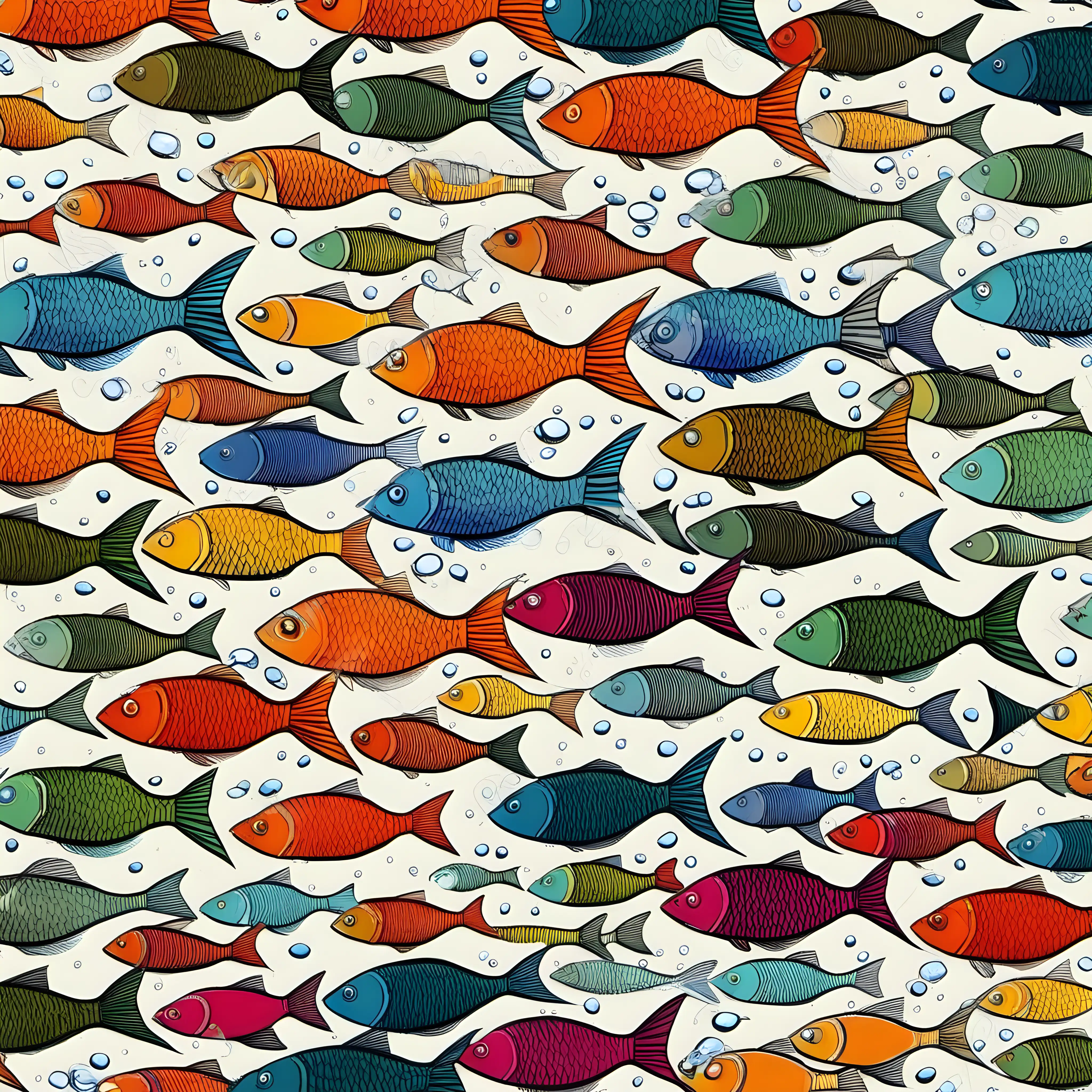 Vibrant Multicolored Fish Pattern for Aquatic Enthusiasts