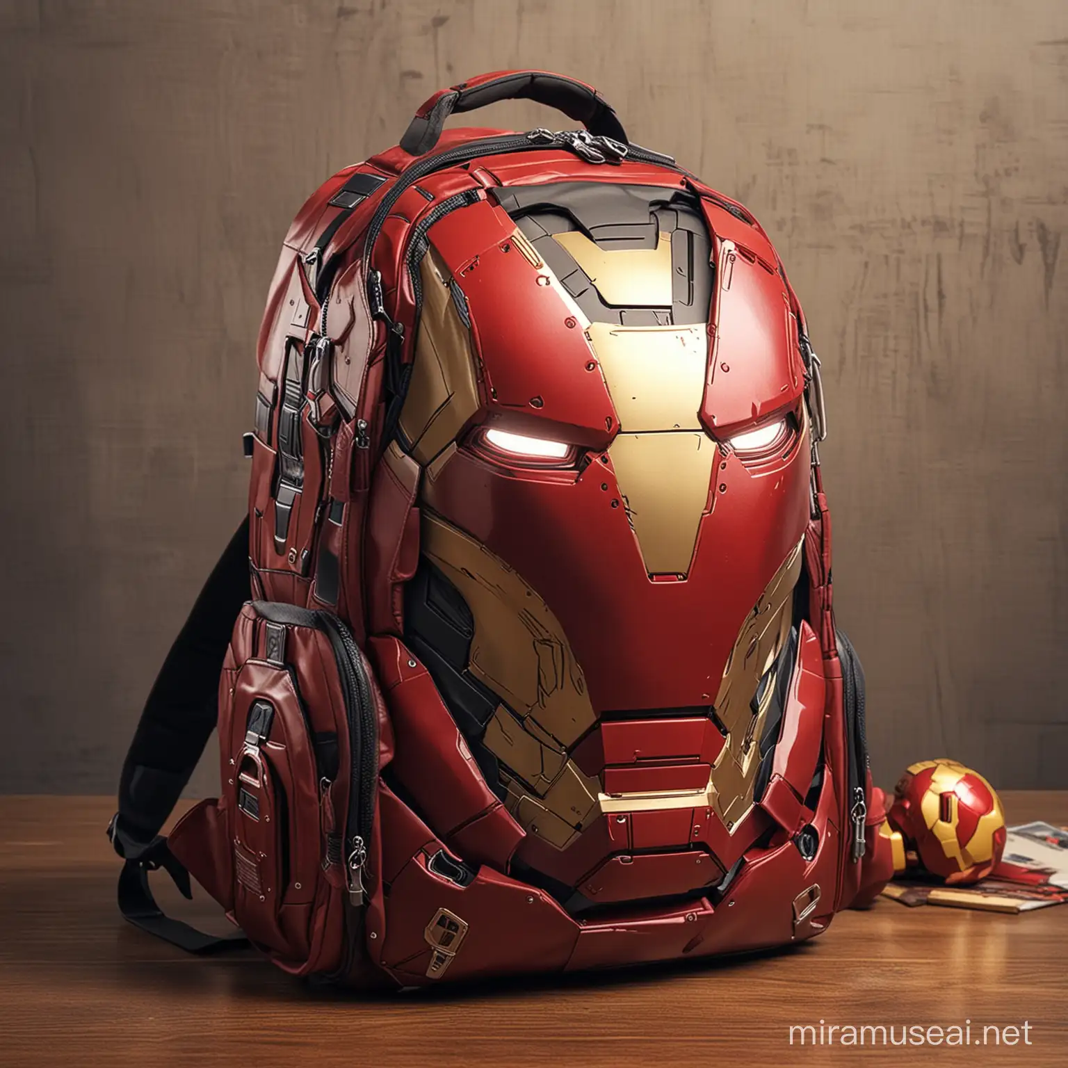 Modern Iron Man Style Backpack Displayed on Table