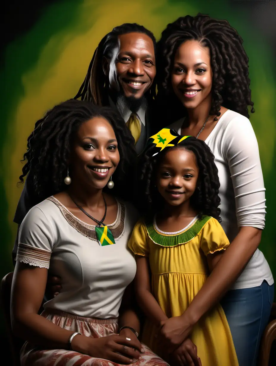 Artistic Representation of a Vibrant Jamaican Family in Realistic Style 10K