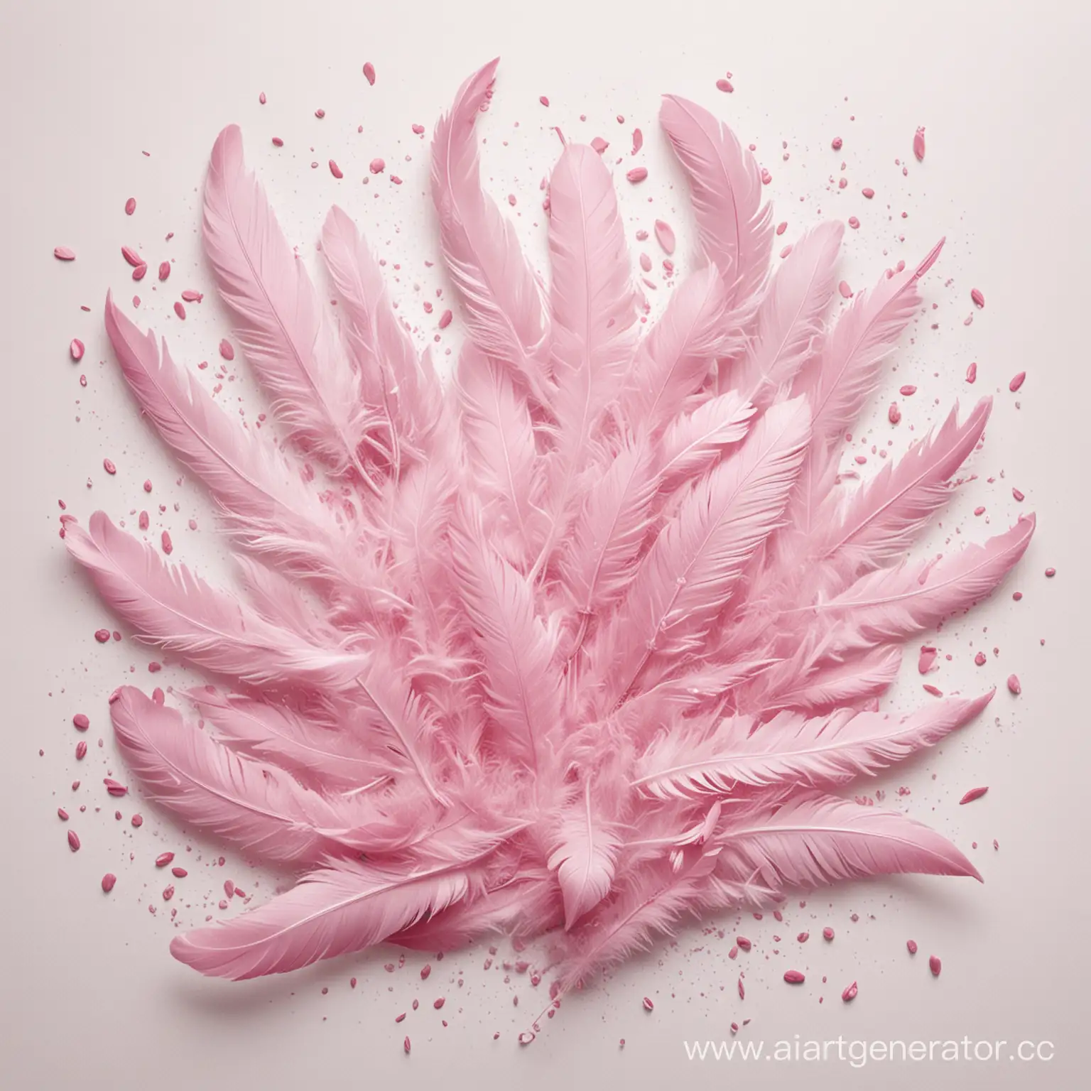 Ethereal-Pink-Feathers-Cascading-on-White-Background