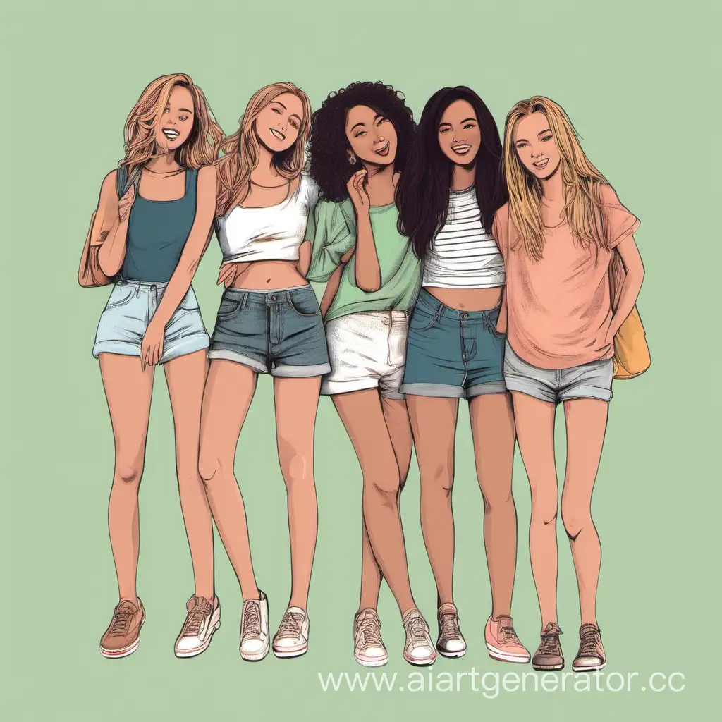 Group-of-Five-Girls-Enjoying-Friendship-and-Fun-Moments