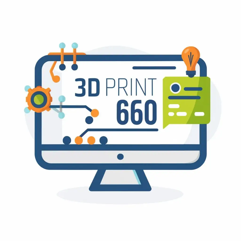 logo, software, computer screen. white backround, with the text "3d print 660", typography, be used in Technology industry
