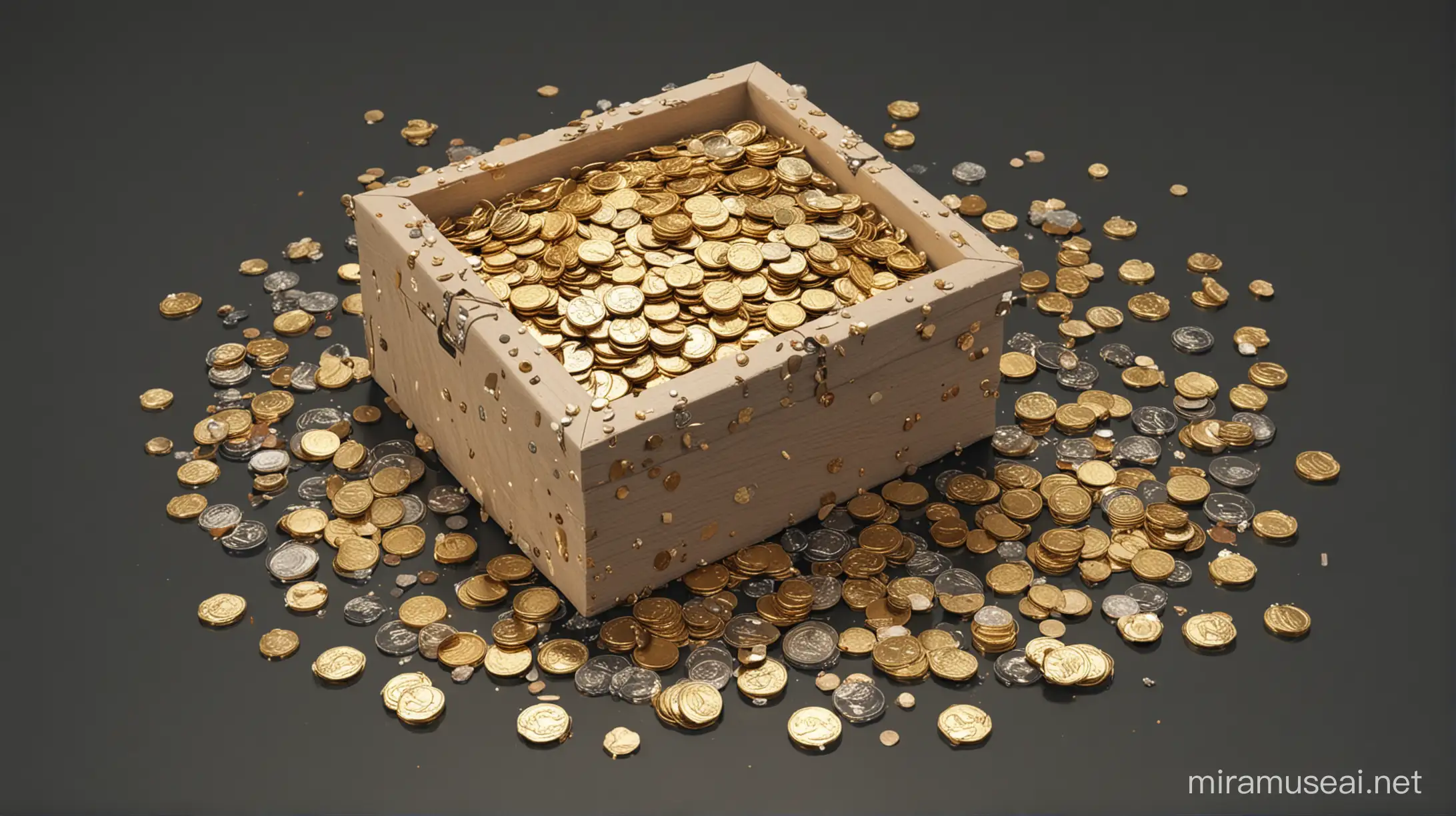 Celebration with Golden Treasure Chest and Coins