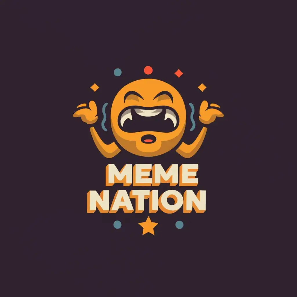 a logo design,with the text "Meme nation", main symbol:Cartoon laughing avatar,Minimalistic,be used in Entertainment industry,clear background