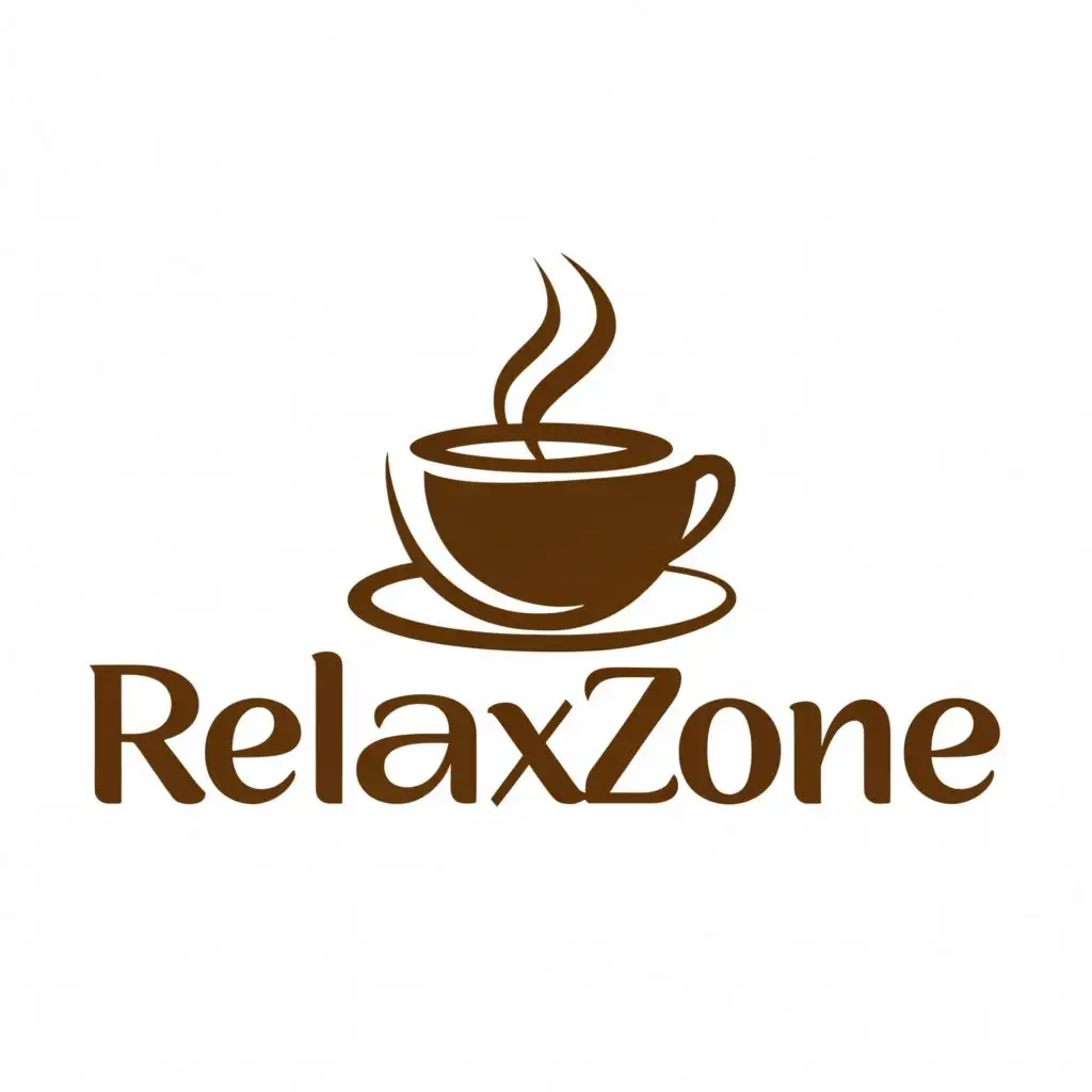 logo, a cup of coffee, with the text "RelaxZone", typography, be used in Restaurant industry