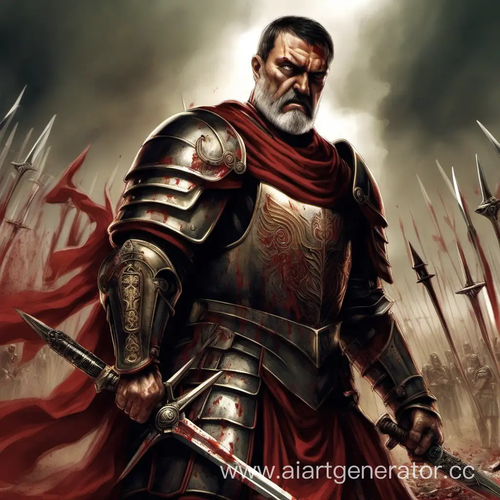 Генерал Максимус с мечом в крови