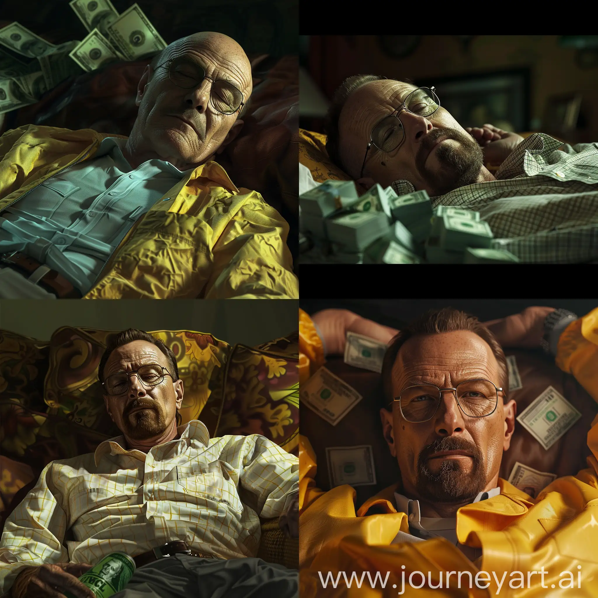 Walter-White-Sleeping-in-a-Pile-of-Money-Hyperrealistic-Depiction
