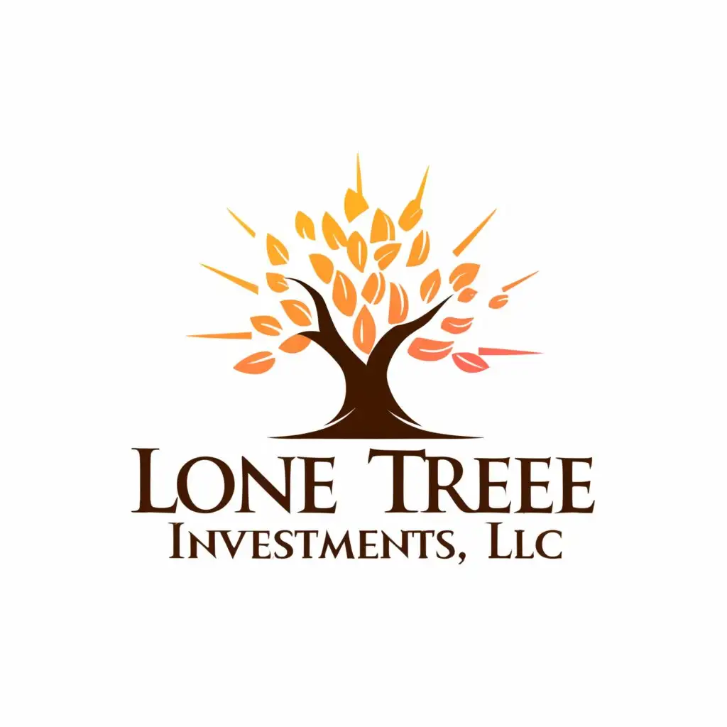 a logo design,with the text "LONE TREE INVESTMENTS, LLC", main symbol:Tree and sunset,Moderate,be used in Real Estate industry,clear background