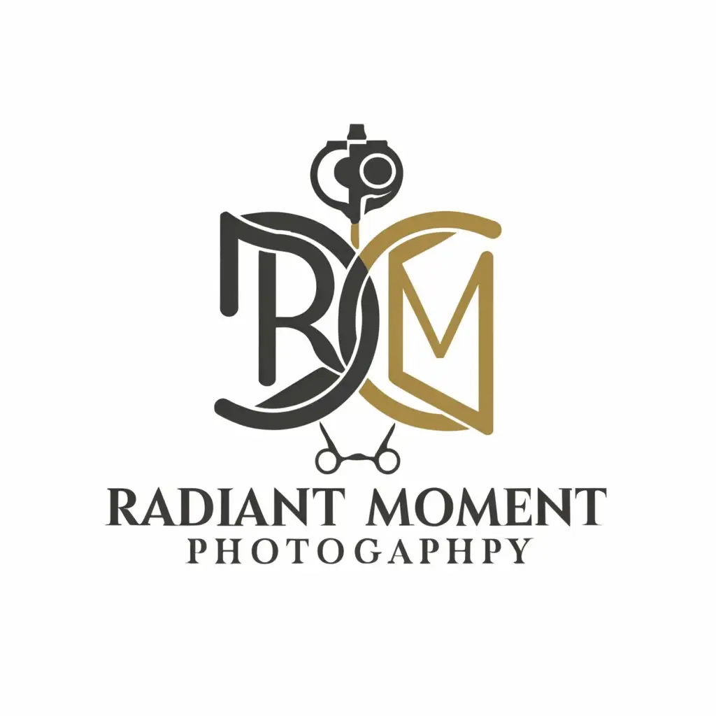 a logo design,with the text "RADIANT MOMENT PHOTOGRAPHY", main symbol:LETTERS WEDDING,Moderate,be used in Events industry,clear background