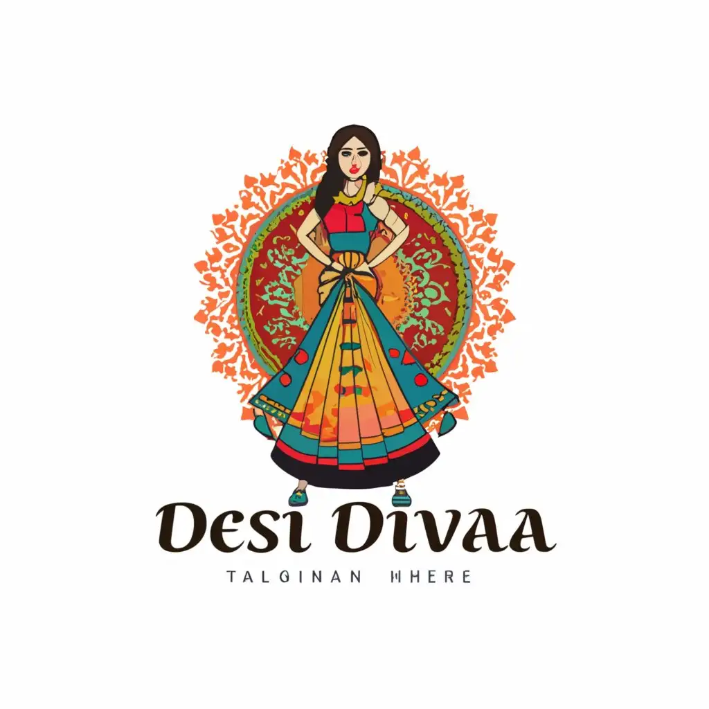 a logo design,with the text "Desi Divaa", main symbol:women wearing ethnic,Moderate,clear background