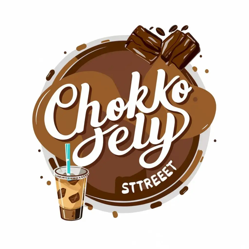 logo, Drink, Ice coffee, chocolate, with the text "Choko Jelly Street", typography, be used in Restaurant industry