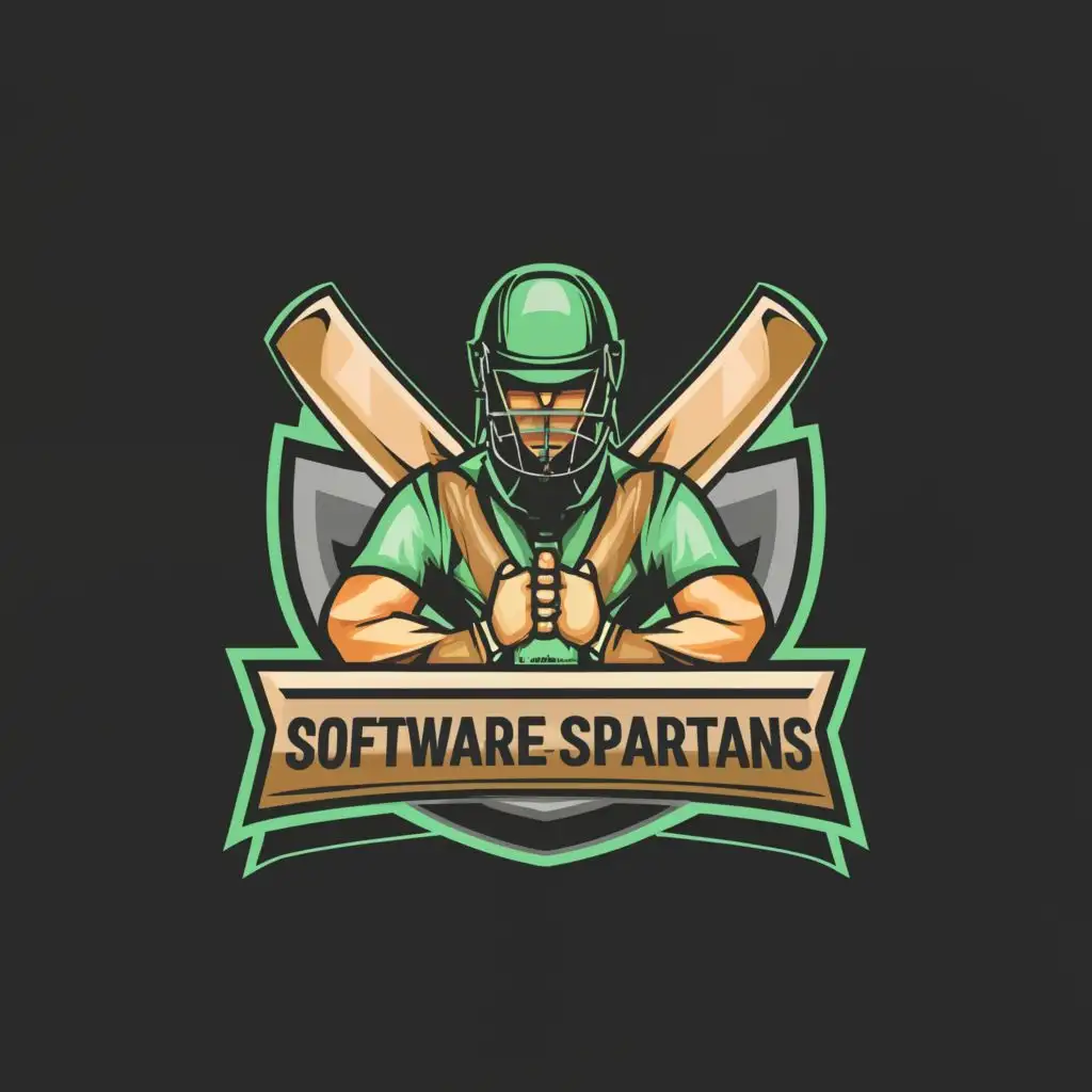 logo, Cricket, bat, ball, stump, avengers, with the text "Software Spartans", typography, be used in Sports Fitness industry