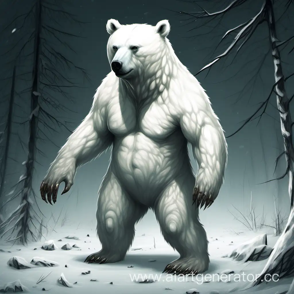 Нарисуй белого медведя который мутировался из-за ядерной зимы