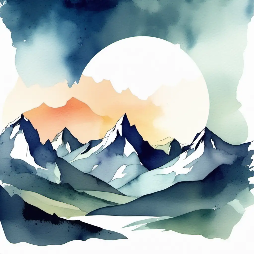Minimalistic Watercolor Mountain Landscape Vector Art