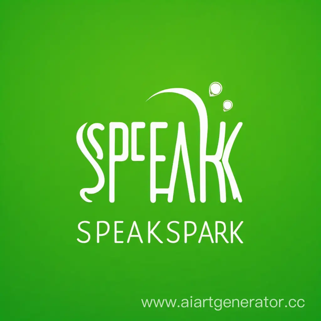Please generate a logo for "SpeakSpark" language center. It should be simple, text-only and in the colours lime green and white