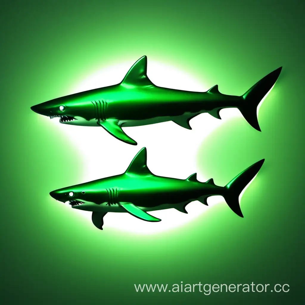 Vibrant-Horizontal-Green-Shark-Under-Backlight