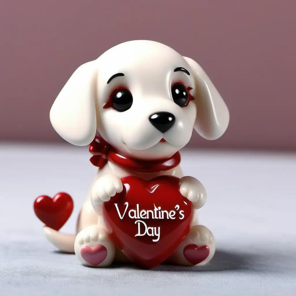 Adorable Valentines Day Resin Puppy Figurine