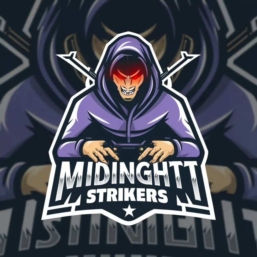 a logo design,with the text "midnight strikers", main symbol:gamer,Moderate,clear background
