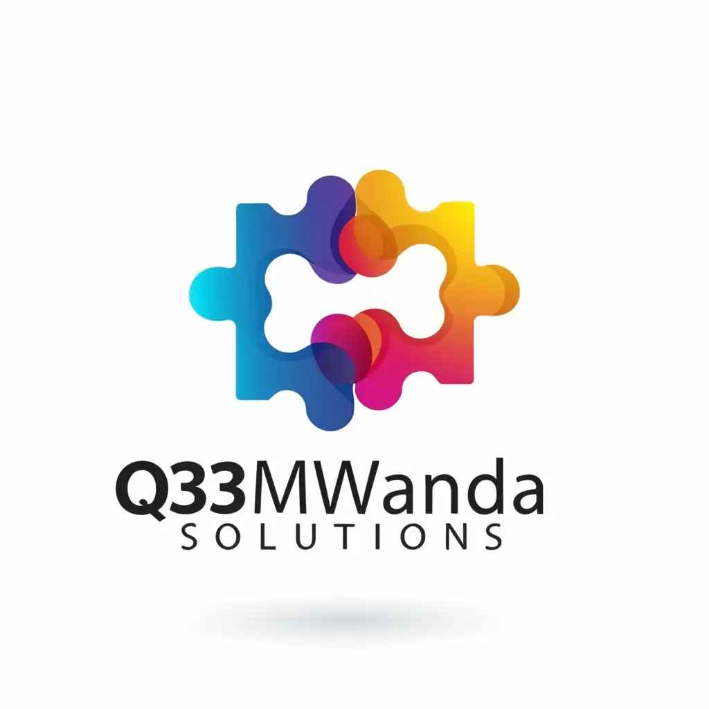 a logo design, with the text strictly "Q3M Wanda solutions", motto is "togetherness" main symbol: three puzzle pieces joined together to showcase togetherness. Also try to morph icon into logo name or letters, complex, be used in Technology industry, clear background