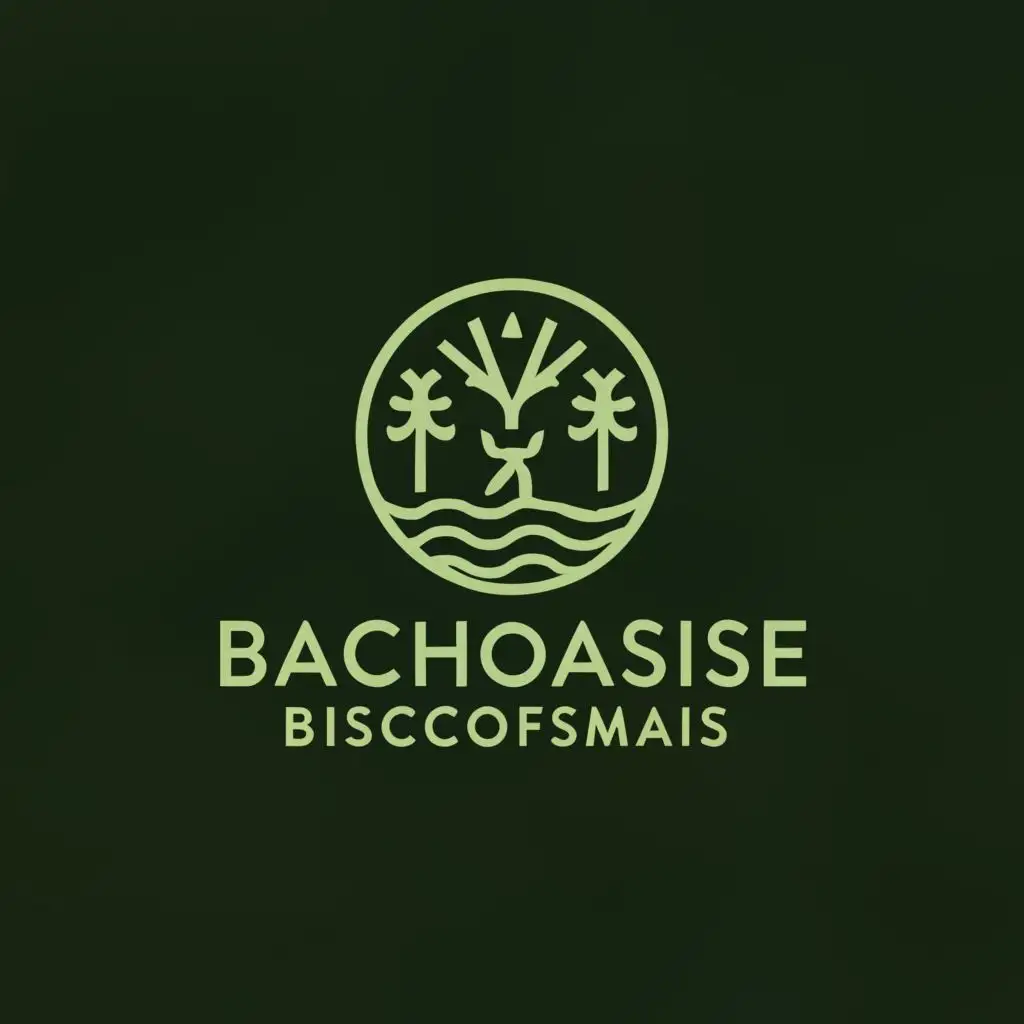 a logo design,with the text "Bachoase Bischofsmais", main symbol:Nature, trees, water stream, stag,Moderate,be used in Travel industry,clear background
