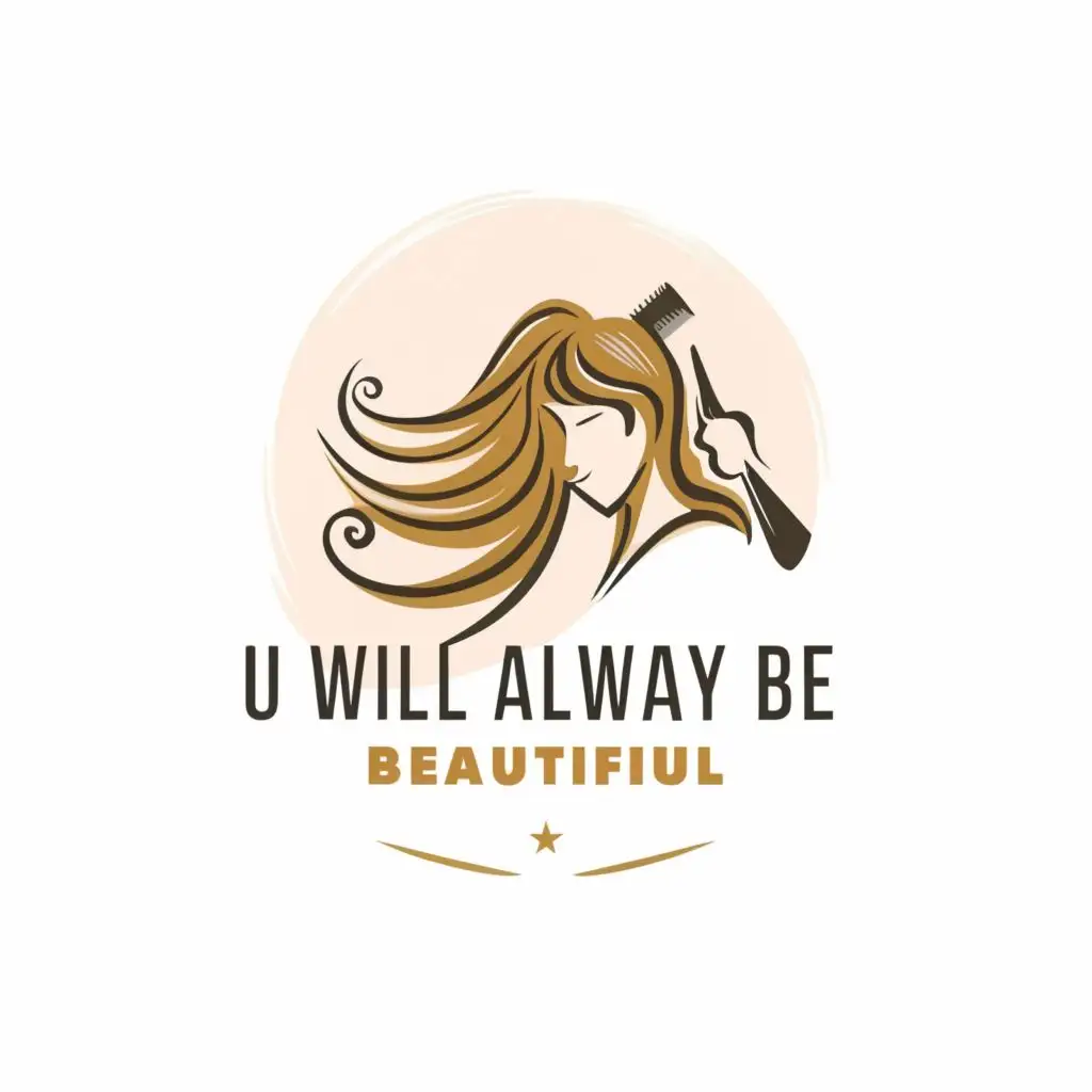 logo, Create a logo with a clear background and a hairdresser who cuts the girl's hair, with the text "u will always be beautiful", typography, be used in Beauty Spa industry