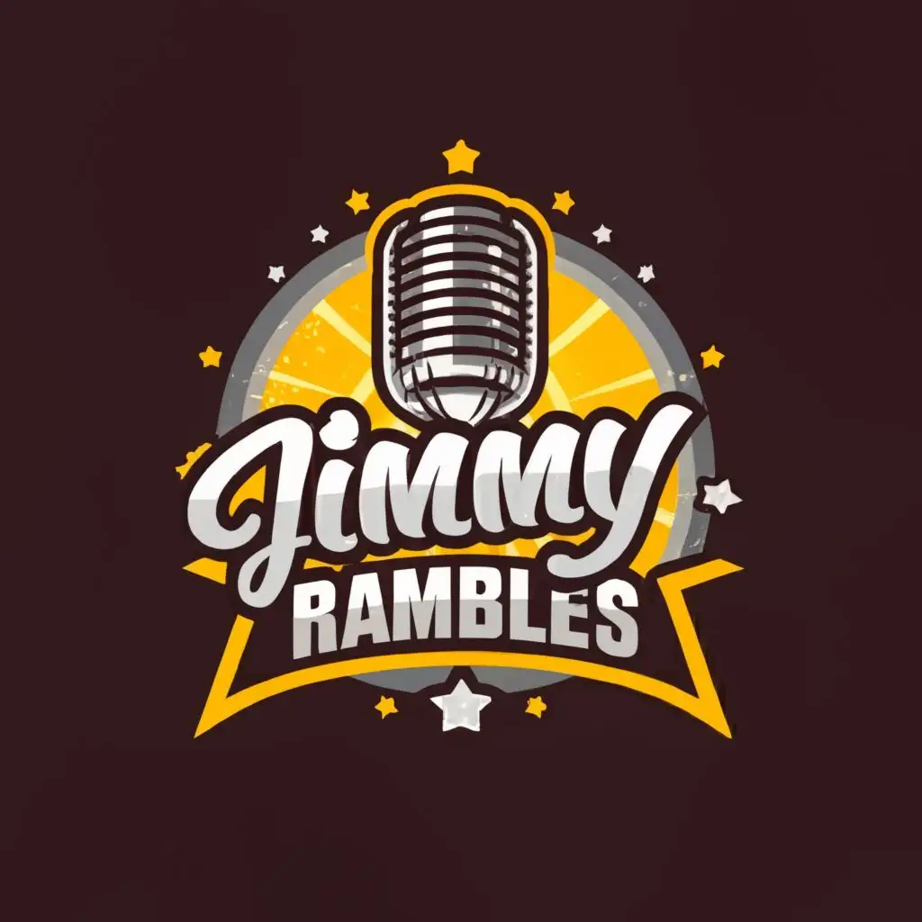 logo, microphone, with the text "Jimmy Rambles", typography, be used in Entertainment industry