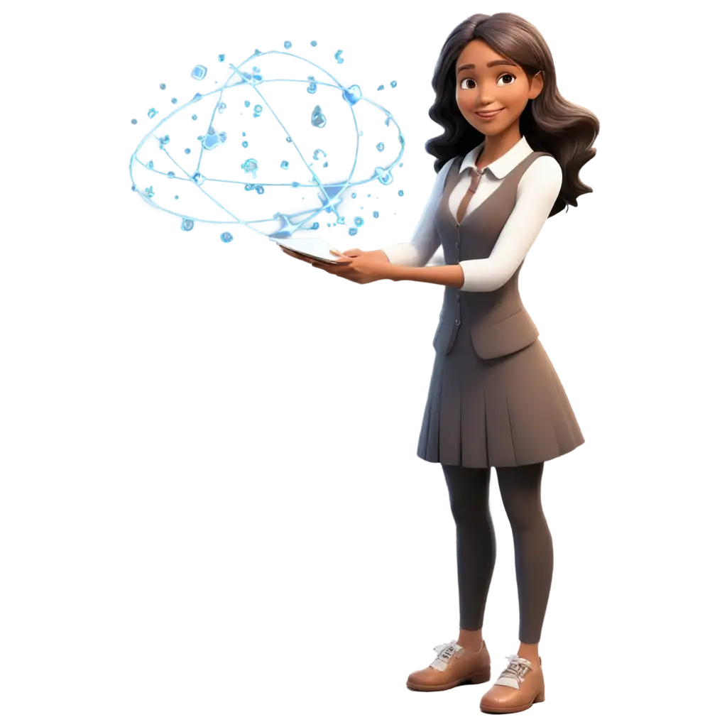 3D rendering of a girl mathematician
