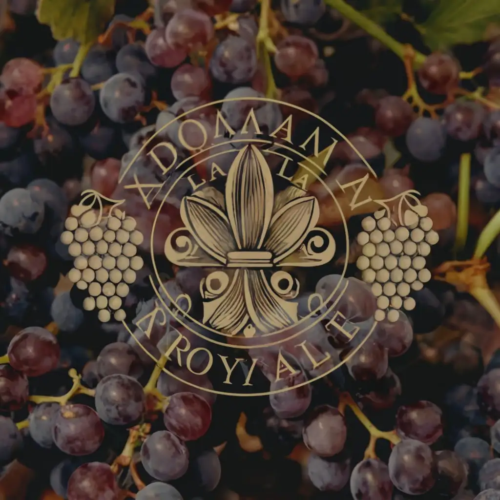 a logo design,with the text 'Domaine La Vallee Royale', main symbol:Lys flower, valley, wine, complex and classic, clear and modern background