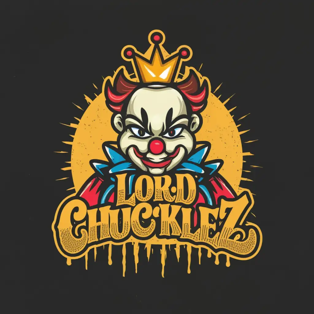 a logo design, with the text 'Lord Chucklez', main symbol: Scary clown with a crown, Moderate, to be used in Internet industry, clear background