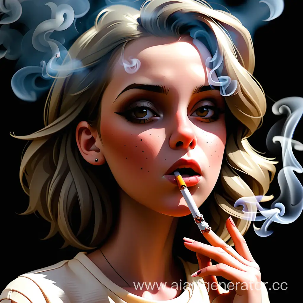 девушка курить  портрет 