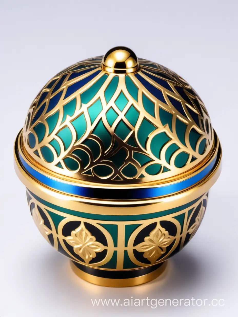 Luxury-Gold-and-Green-Blue-Arabesque-Patterned-Perfume-Cap-with-Ornamental-Finish