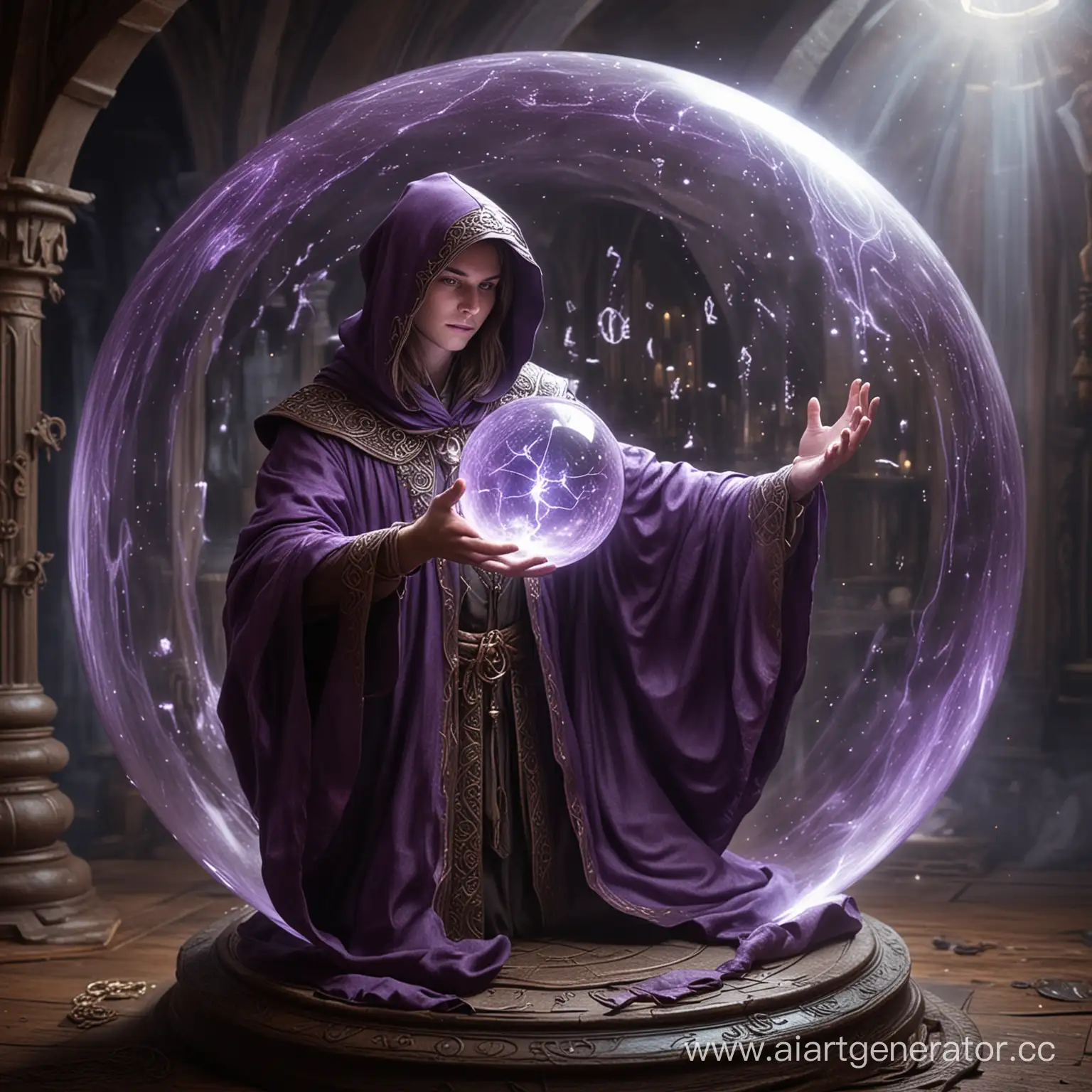 Mystical-Mage-Casting-Enchantment-on-Glowing-Sphere-with-Runes