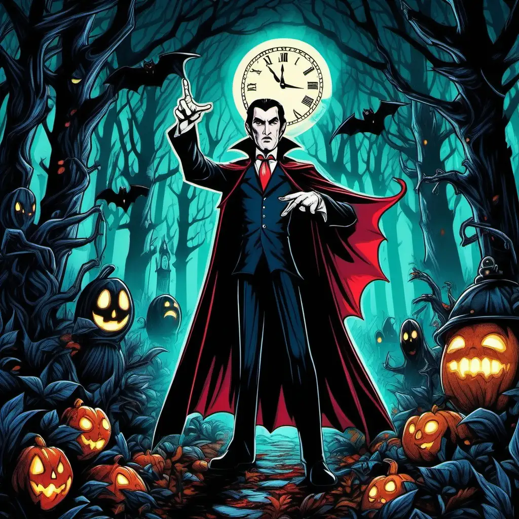 Count Dracula Commands Time in Enchanted Glowing Forest