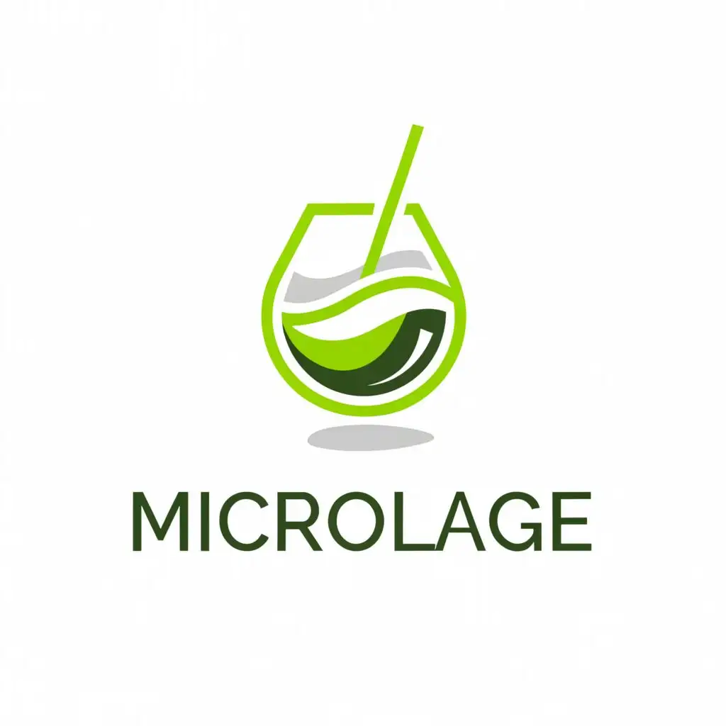 a logo design,with the text "Microalgae", main symbol:Drink, water plants, drink from microalgae, water, 8K,Moderate,be used in Restaurant industry,clear background
