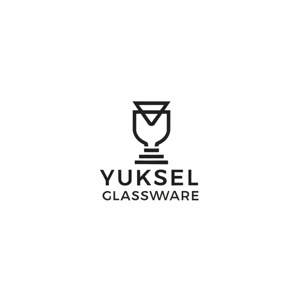 a logo design,with the text "Yüksel Glassware", main symbol:Glassware,Minimalistic,clear background