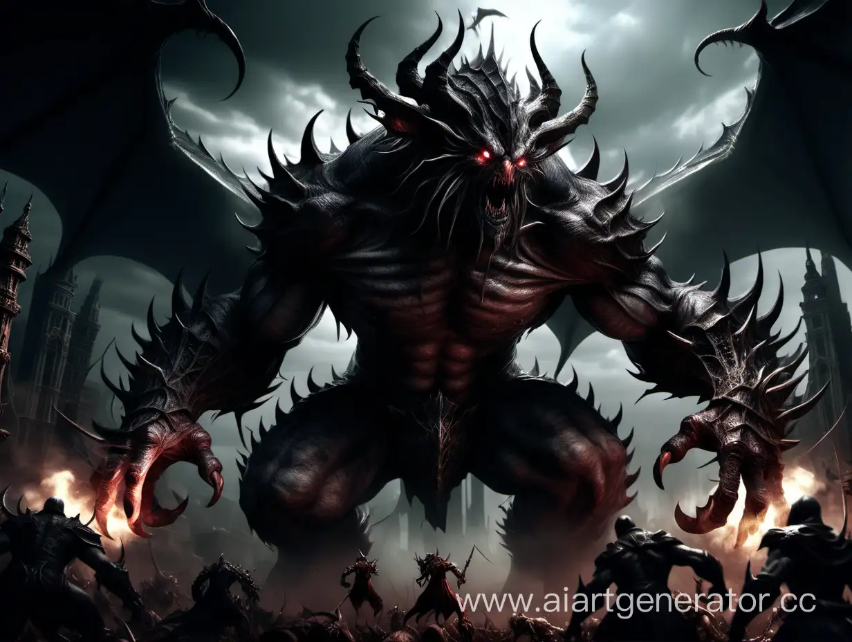 Epic dark fantasy boss fight, ultrarealistic, high details