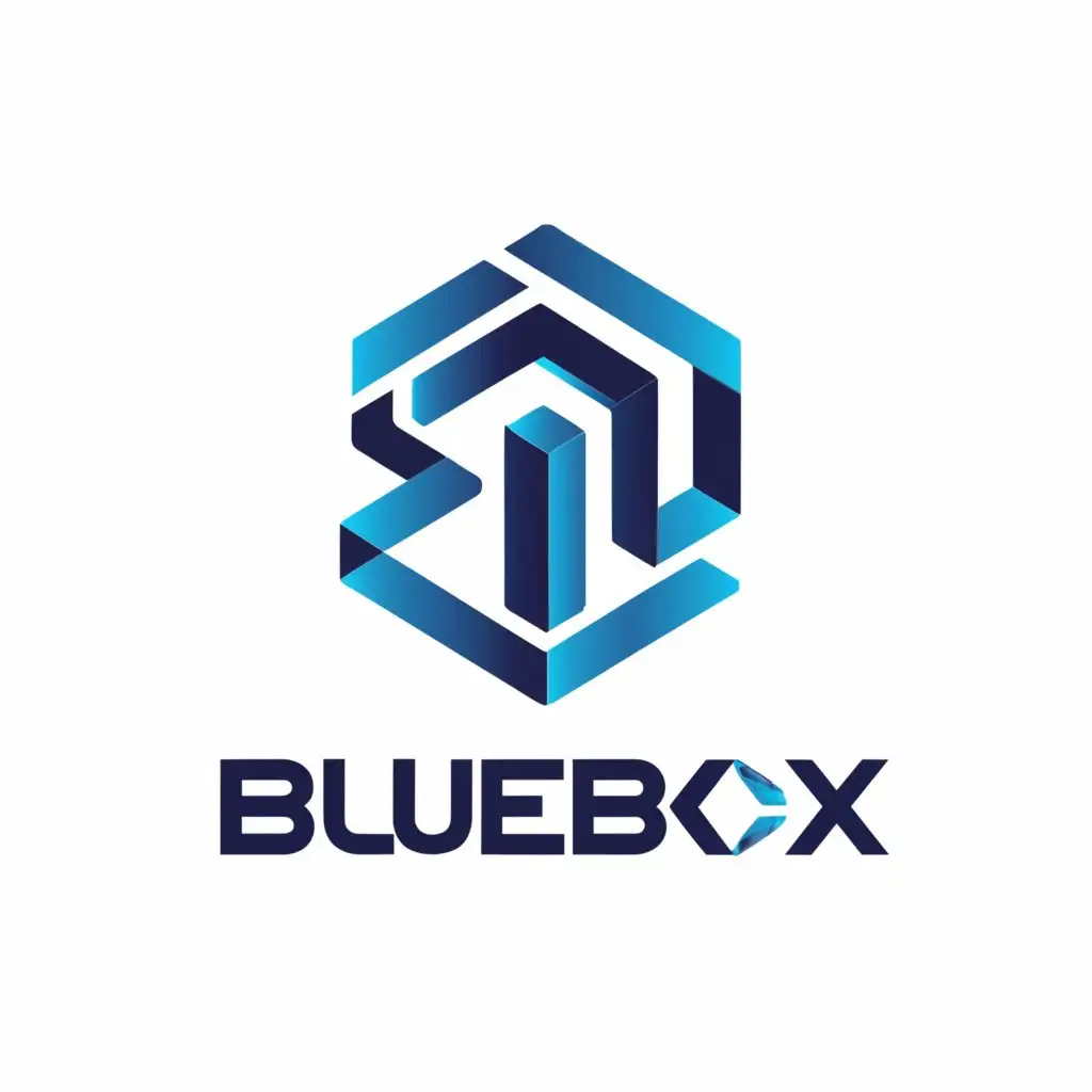 a logo design,with the text "BlueBox", main symbol:tesseract,complex,clear background