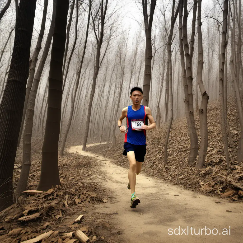 Cross country running in the wood of China
