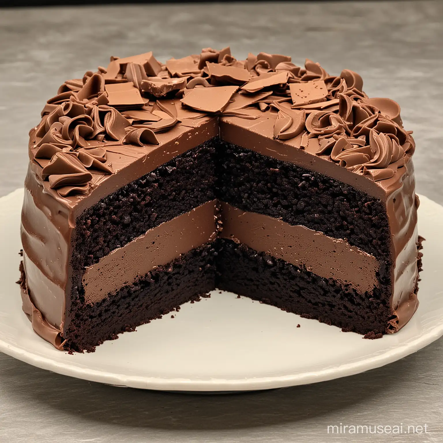 Family Enjoying Grandpops Special Chocolate Cake Homemade Sliced Dessert