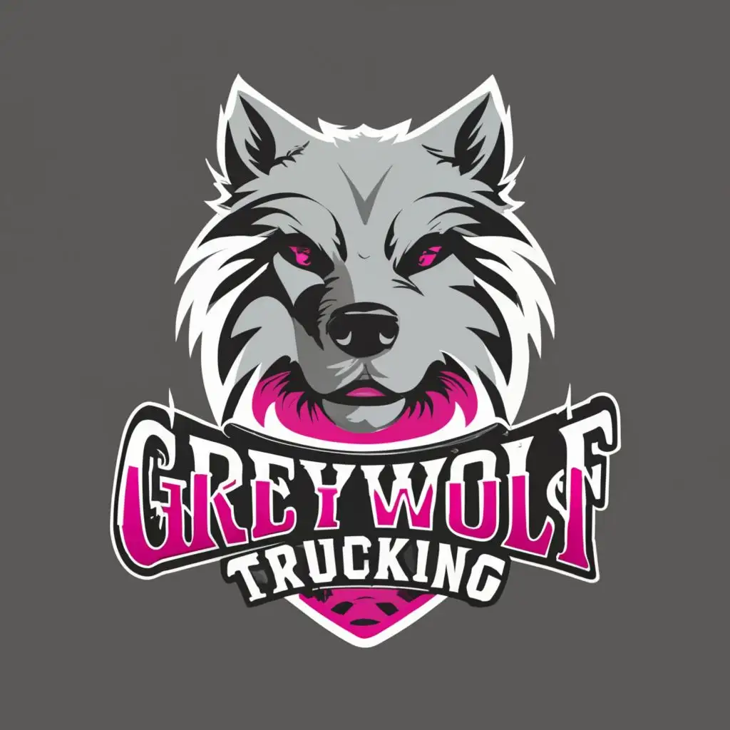LOGO-Design-for-Greywolf-Trucking-Modern-Tribal-Grey-Wolf-in-Hot-Pink