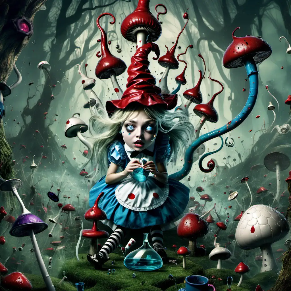 Fantastical Journey Alice in Wonderland Inspired Chaos with Spores and Tears