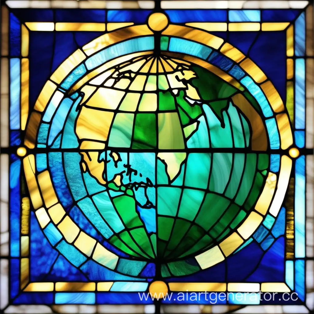 Eastern-Hemisphere-Stained-Glass-Globe-on-Square-Canvas