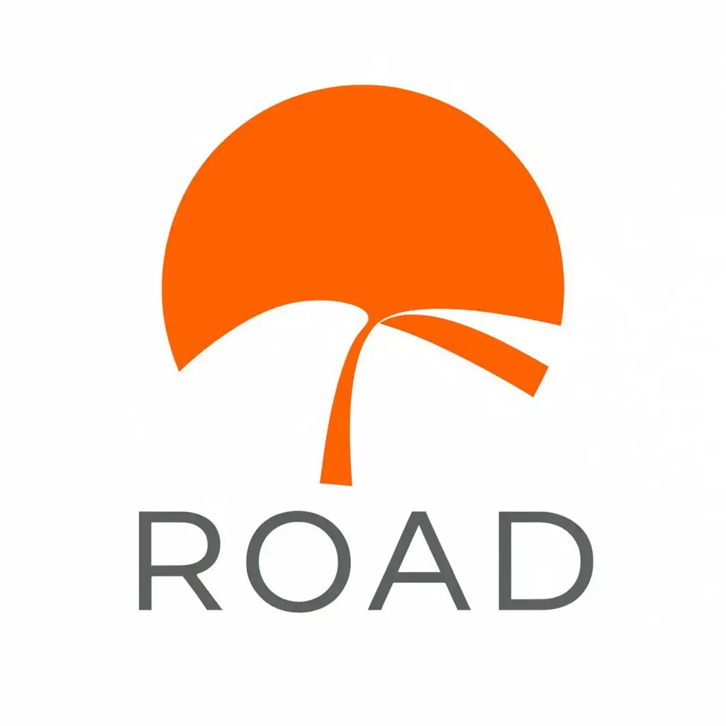 a logo design,with the text "ROAD", main symbol:simple lines, natural, background in single color, color is orange-red bottom white text, popular and easy to understand, has the characteristics of high-end design.,Moderate,be used in Internet industry,clear background