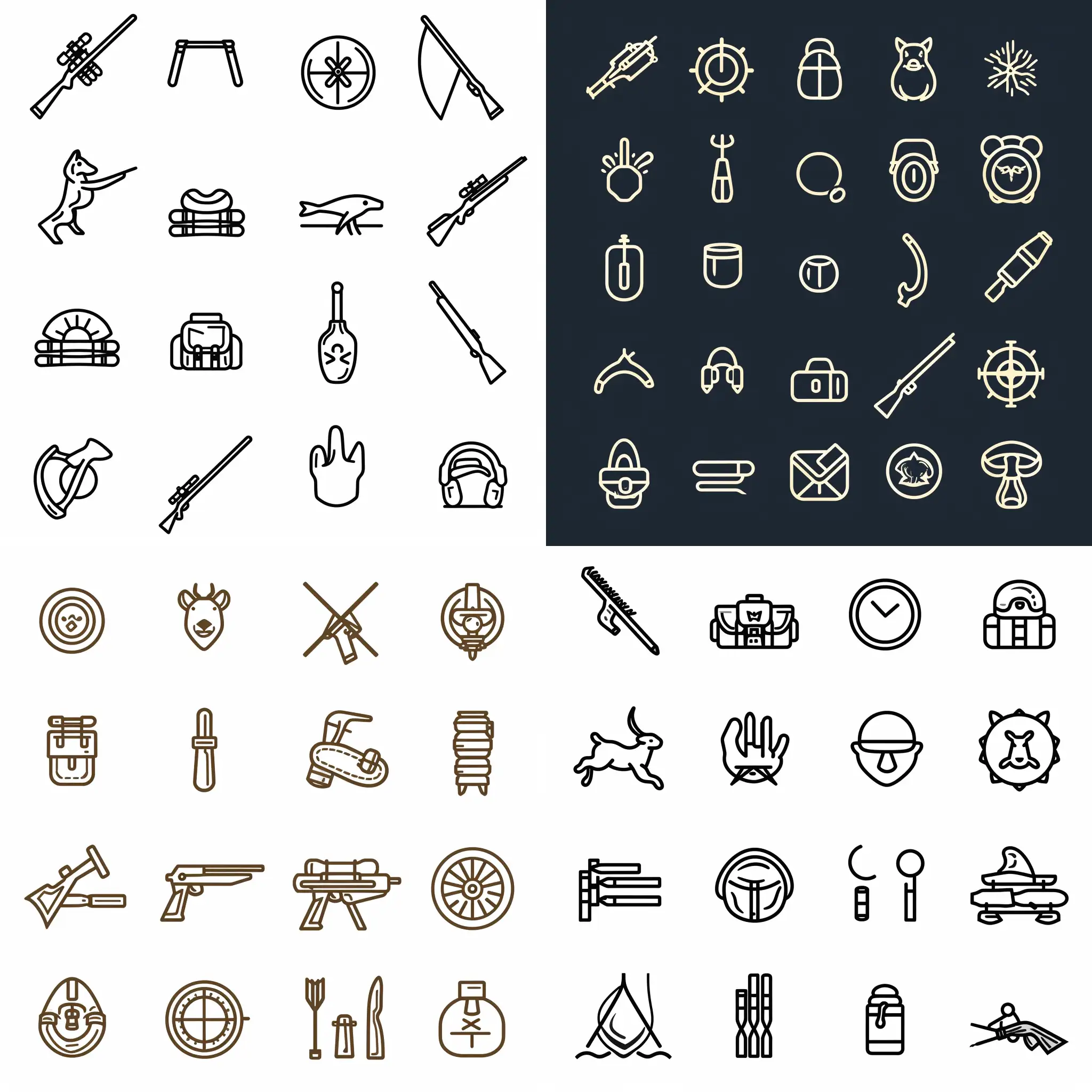 vector simple line icon set Hunting Related. Editable line