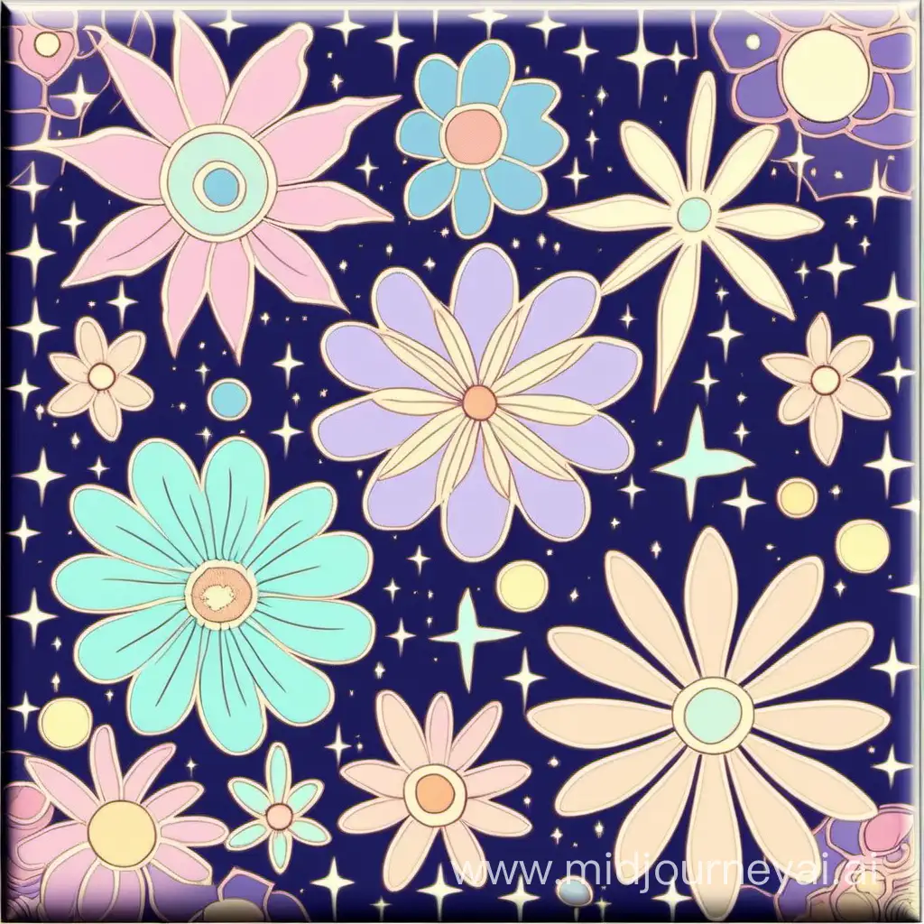 Vibrant Pastel Space Flowers Blooming in Celestial Harmony