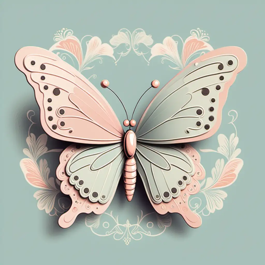 Whimsical Butterfly Illustration in Soft Pastel Colors