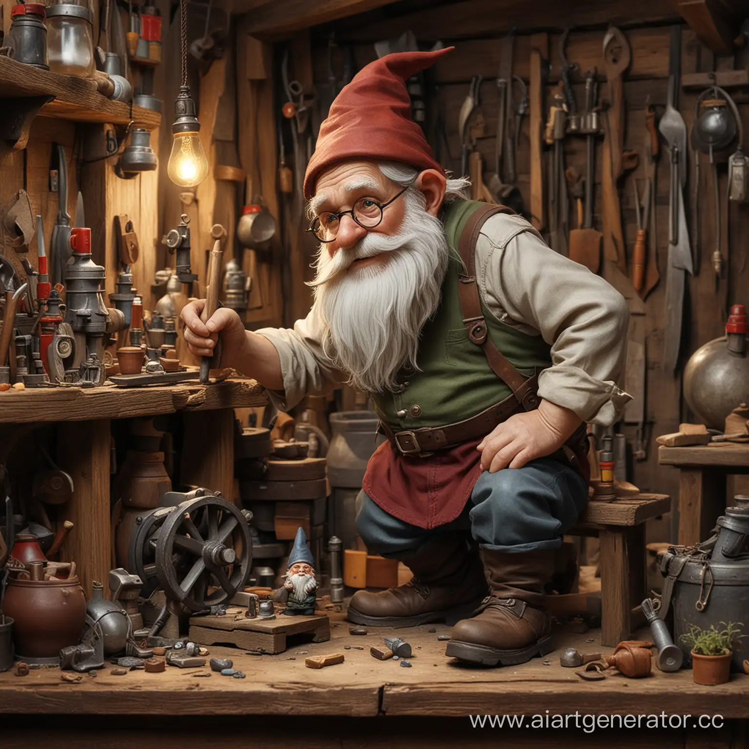 Fantasy-Workshop-Scene-with-a-Little-Old-Gnome-Crafting-Magic