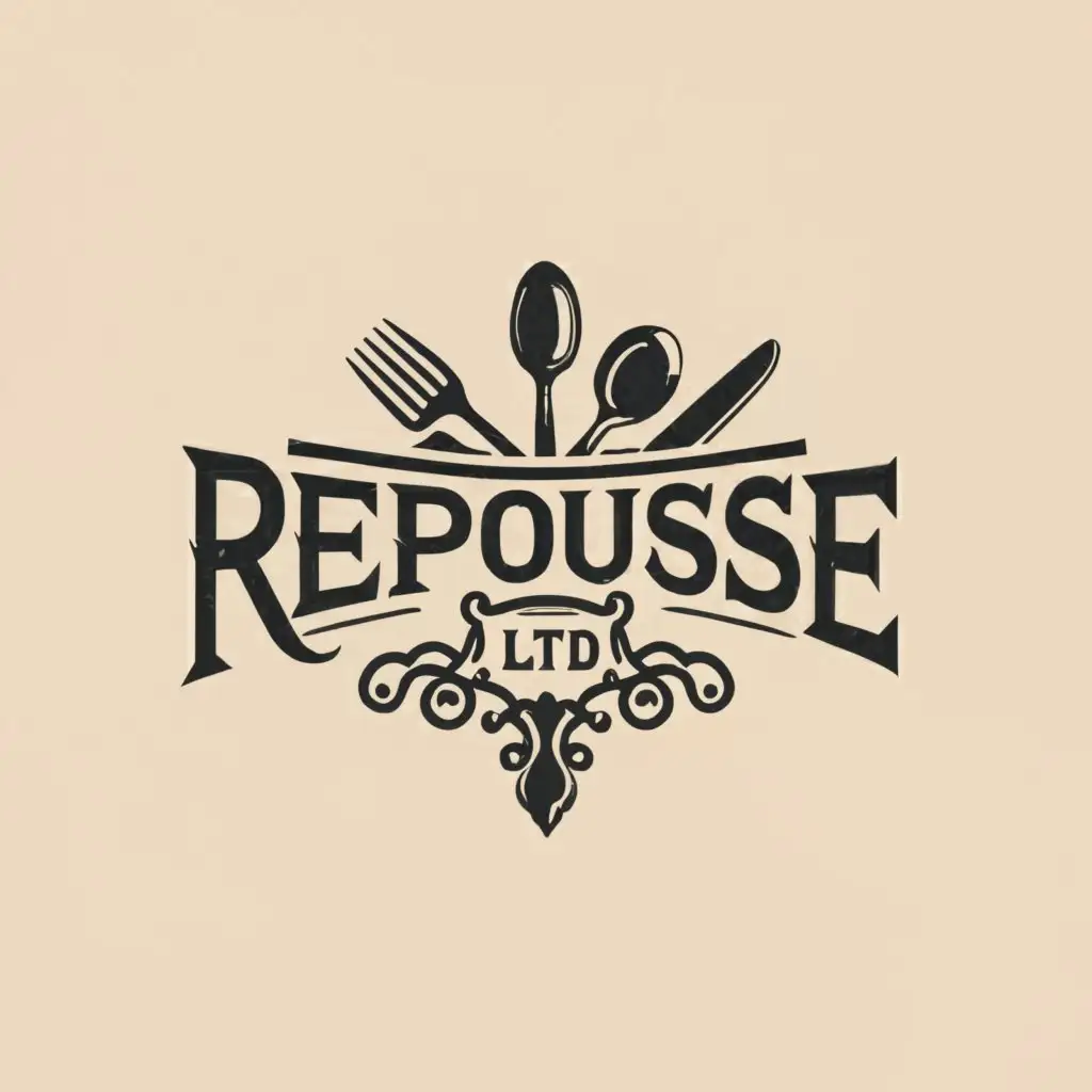 a logo design,with the text "Repousse Ltd", main symbol:Silverware,Moderate,be used in Retail industry,clear background