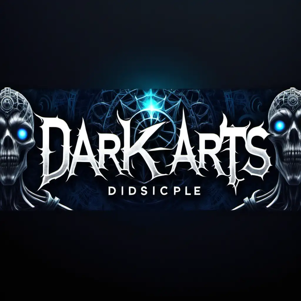 create a YouTube banner for channel called darkartsdisciples, I want it to have nod to Ai