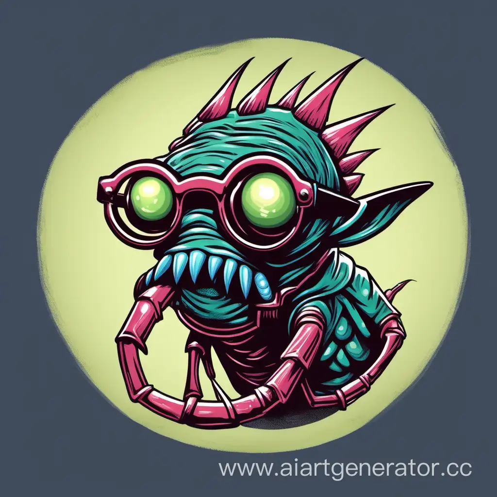 Fantasy-Monster-Flea-with-Human-Face-and-Glasses